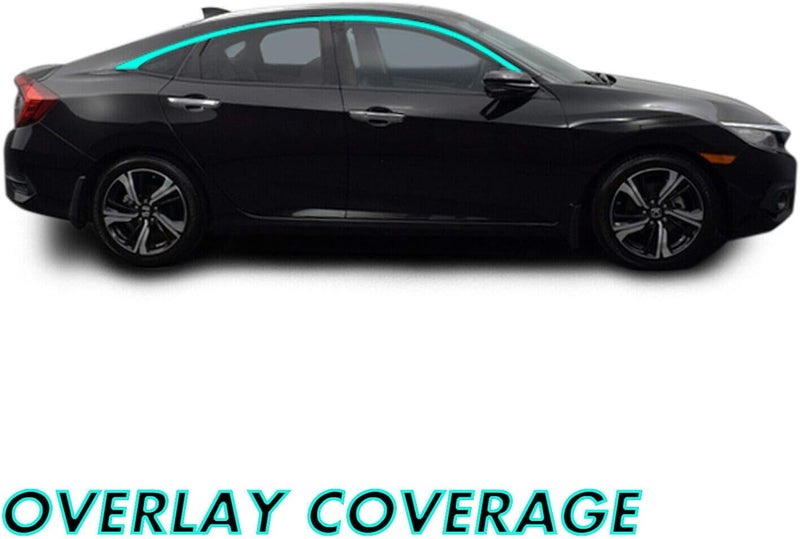 SlickMod Chrome Delete Blackout Window Trim Vinyl Cover for Honda Civic Sedan 2016-2021 (Gloss Black) - Image 2