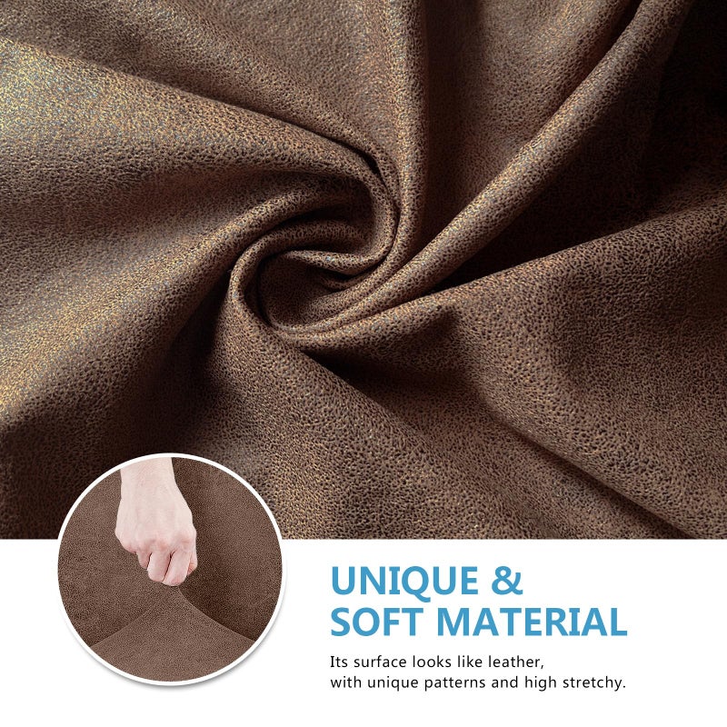 ANARACHON Leather Look Couch Cushion Covers Sofa Seat Slipcovers Sets Couches Furniture Protector for Sectional Armchair Loveseat Pets Kids Stretch Spandex Fabric (2 Cushion Loveseat  Brown-01) - Image 5