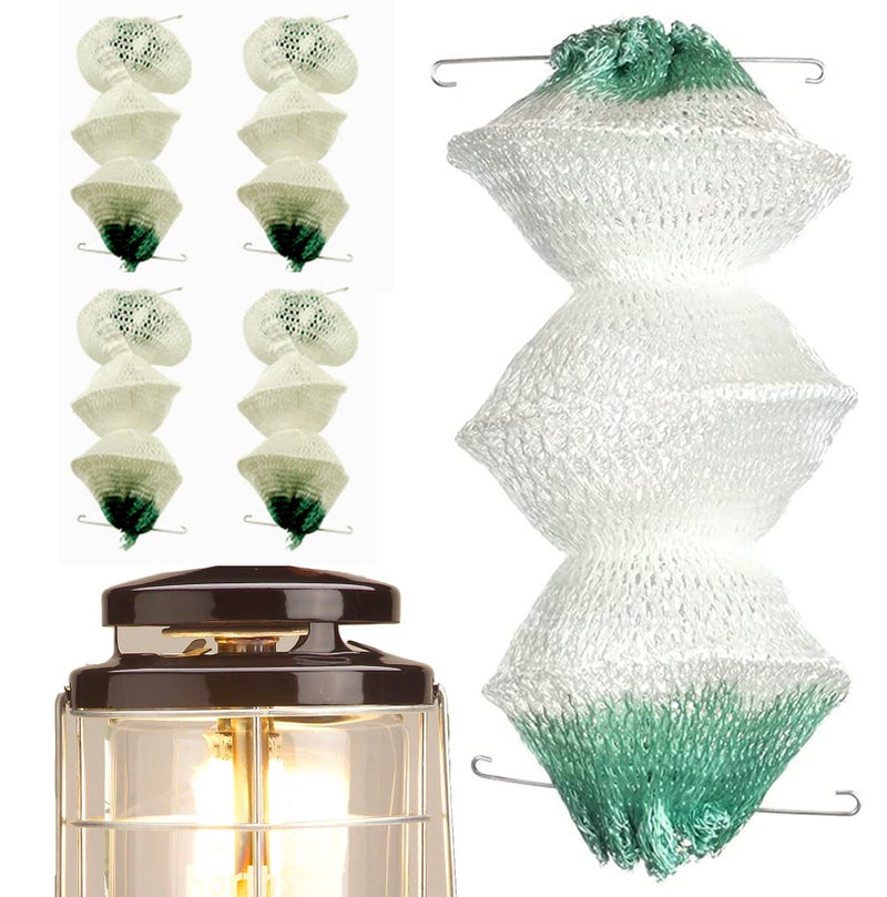 HGHN 4 Pack Lantern Mantles for Coleman Gas Lamp - Compatible with 2000, 2500, 2555, 2600 Series | 3-Layer Accordion Shape with 2 Metal Clips | Long Lasting, Easy Installation - Image 1