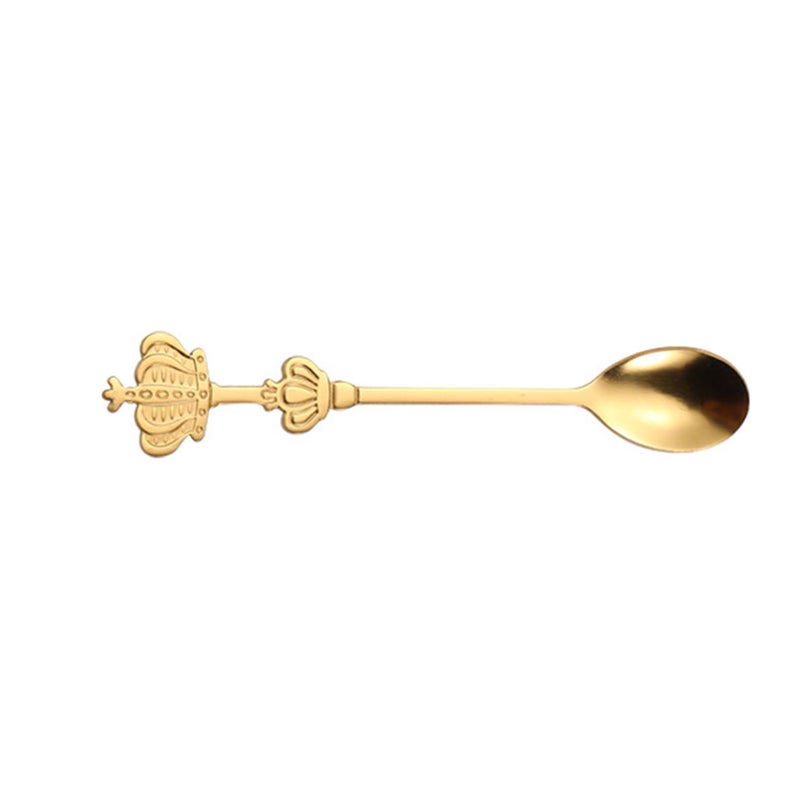 Crown Spoon Creative Golden Stainless Steel Double Crown Coffee Spoon for Cake Tea Ice Cream - Image 4