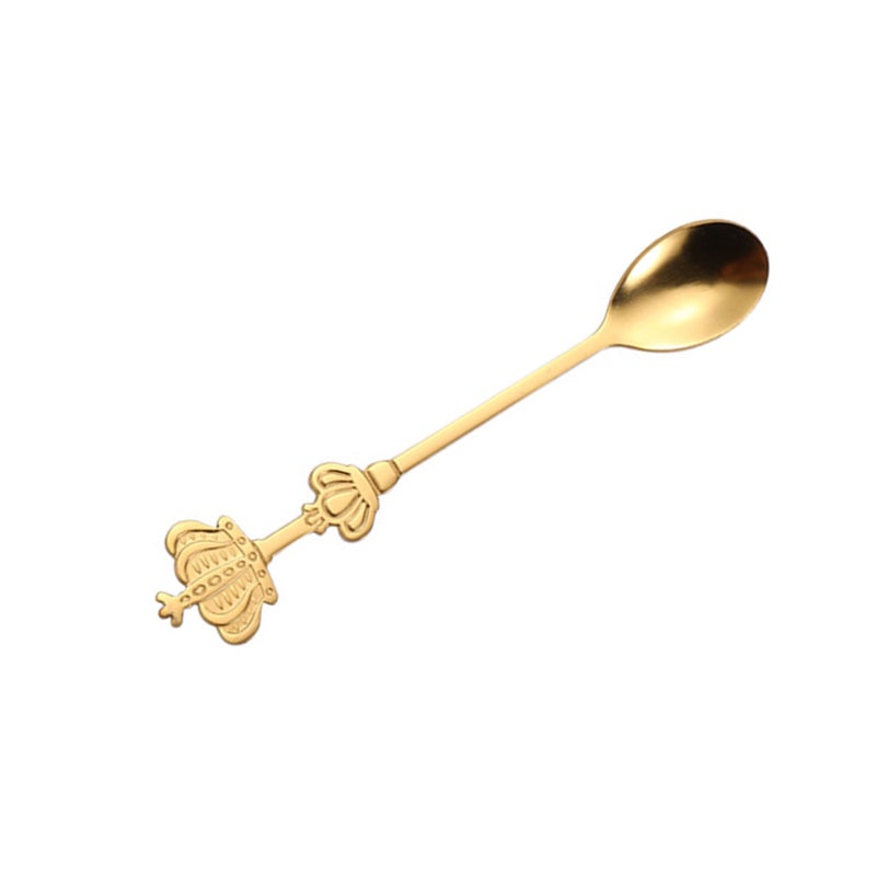 Crown Spoon Creative Golden Stainless Steel Double Crown Coffee Spoon for Cake Tea Ice Cream - Image 3