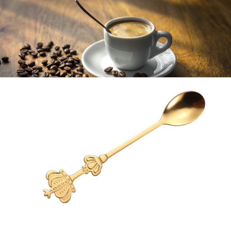 Crown Spoon Creative Golden Stainless Steel Double Crown Coffee Spoon for Cake Tea Ice Cream - Image 5