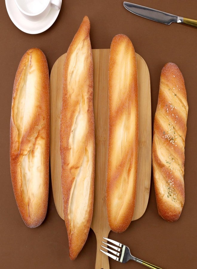 Gresorth زخرفة خبز صناعية جريزورث 4 قطع نموذج كعكة مزيفة واقعية لباكيت فرنسي محاكاة معجنات سمسم للعرض في المنزل والمطبخ - Image 3