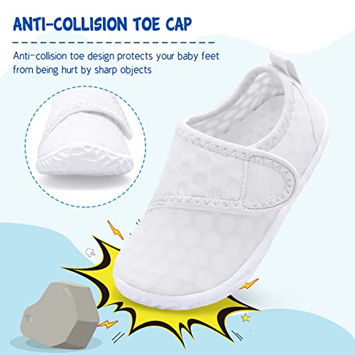 LeIsfIt Toddler Water Shoes Boys Girls Barefoot Aqua Socks Kids Breathable Quick-Dry Swim Shoes for Beach Pool Surf, White, 6 Toddler - Image 4