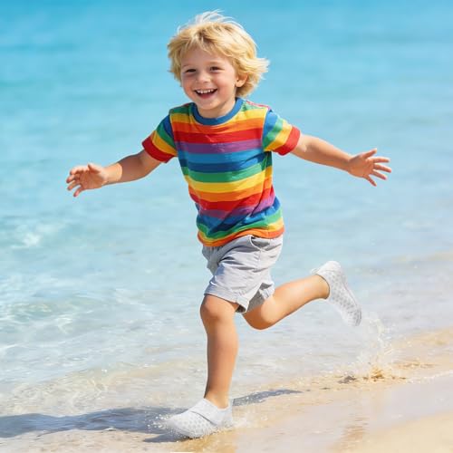 LeIsfIt Toddler Water Shoes Boys Girls Barefoot Aqua Socks Kids Breathable Quick-Dry Swim Shoes for Beach Pool Surf, White, 6 Toddler - Image 2