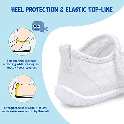 LeIsfIt Toddler Water Shoes Boys Girls Barefoot Aqua Socks Kids Breathable Quick-Dry Swim Shoes for Beach Pool Surf, White, 6 Toddler - Image 5