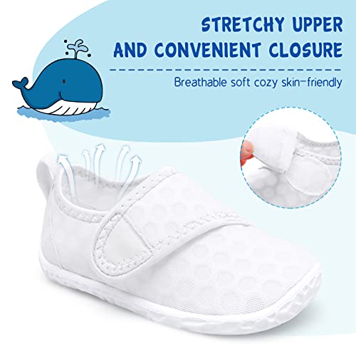 LeIsfIt Toddler Water Shoes Boys Girls Barefoot Aqua Socks Kids Breathable Quick-Dry Swim Shoes for Beach Pool Surf, White, 6 Toddler - Image 3