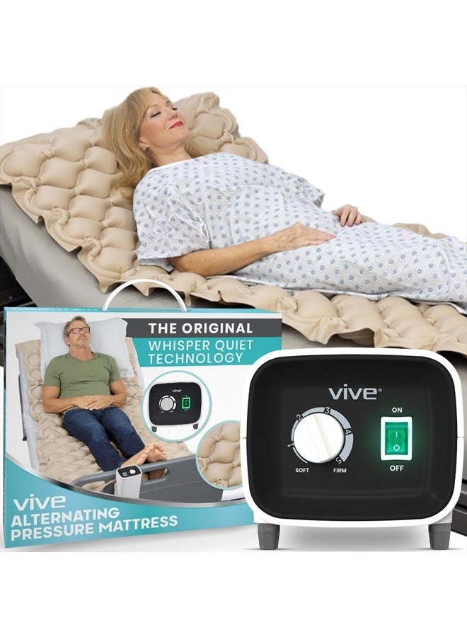 VIVE Alternating Air Pressure Mattress Pad - The Original Bed Sore Prevention Solution - Hospital & Home Mattress Topper - Includes Waterproof, Heat Resistant Ulcer Cushion Pad & Whisper Quiet Pump  - Image 1
