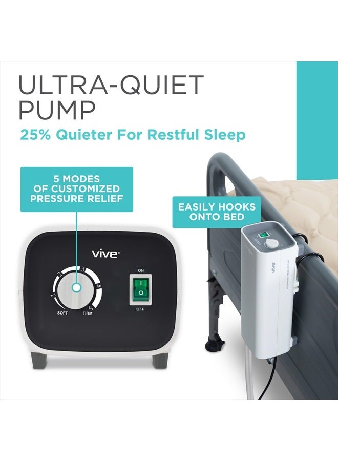 VIVE Alternating Air Pressure Mattress Pad - The Original Bed Sore Prevention Solution - Hospital & Home Mattress Topper - Includes Waterproof, Heat Resistant Ulcer Cushion Pad & Whisper Quiet Pump  - Image 5