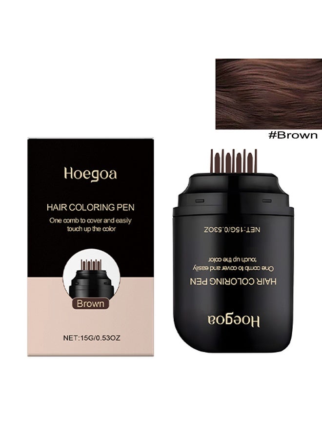 HOEGOA Hair Coloring Pen,Instant Hair Dye Pen with Built-in Comb,Waterproof and Sweat Proof, Quickly Cover Up Grey Hair,#Brown - Image 2