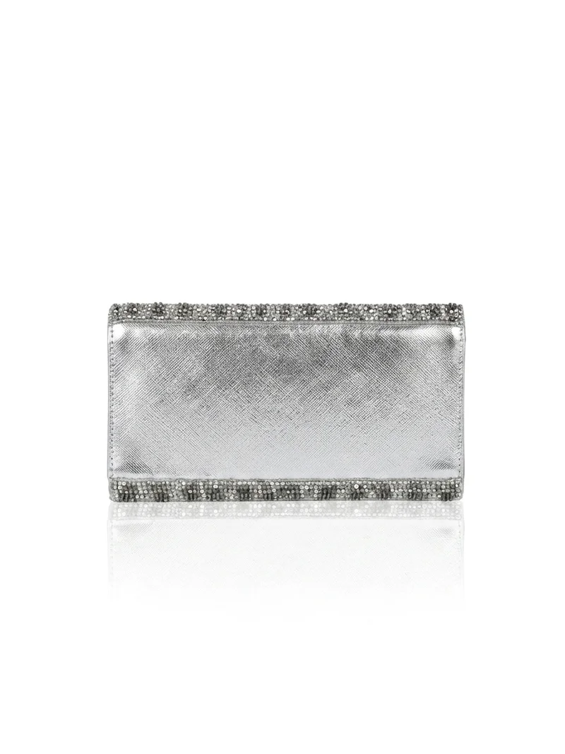 Viny silver Viny Women's Crystal Rhinestone Envelope Clutch – Floral Embellished Evening Bag for Women | Best Price UAE