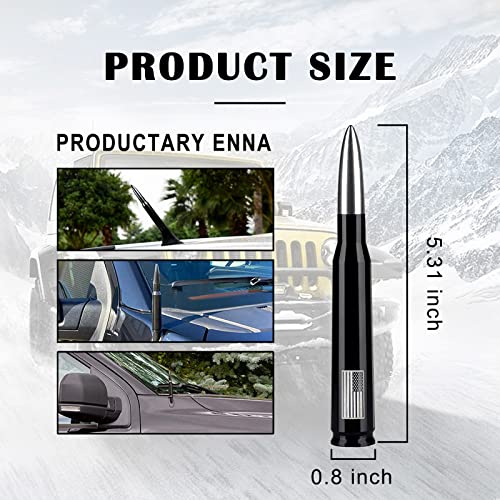 Gseigvee 1 Pack Car Bullet Antenna, for GM Chevy Silverado 1500 2500 3500 HD Avalanche GMC Sierra 1500 2500 3500 Denali Heavy Duty Pickup Trucks Accessories, American Flag (Silver) - Image 3