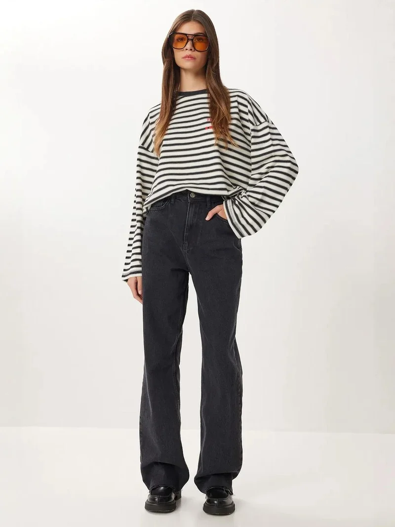 Lovely Istanbul ISTANBUL High Waist Straight Leg Denim Jeans