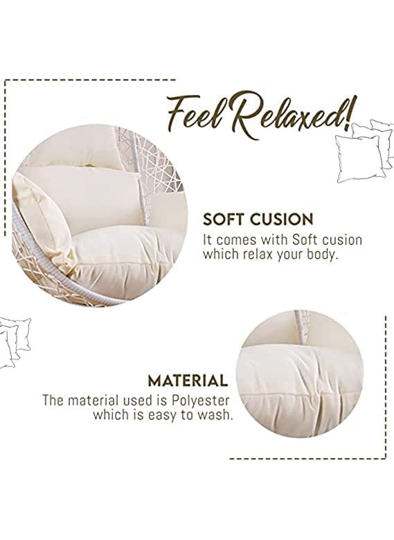 ANAND INDIA GROUPS ANAND INDIA GROUPS Polyester Designer Cushion for Hanging Basket Swing Chair for Outdoor Egg Swing ChairGarden Swing Seat Padded Pillow CushionBeige  - Image 4