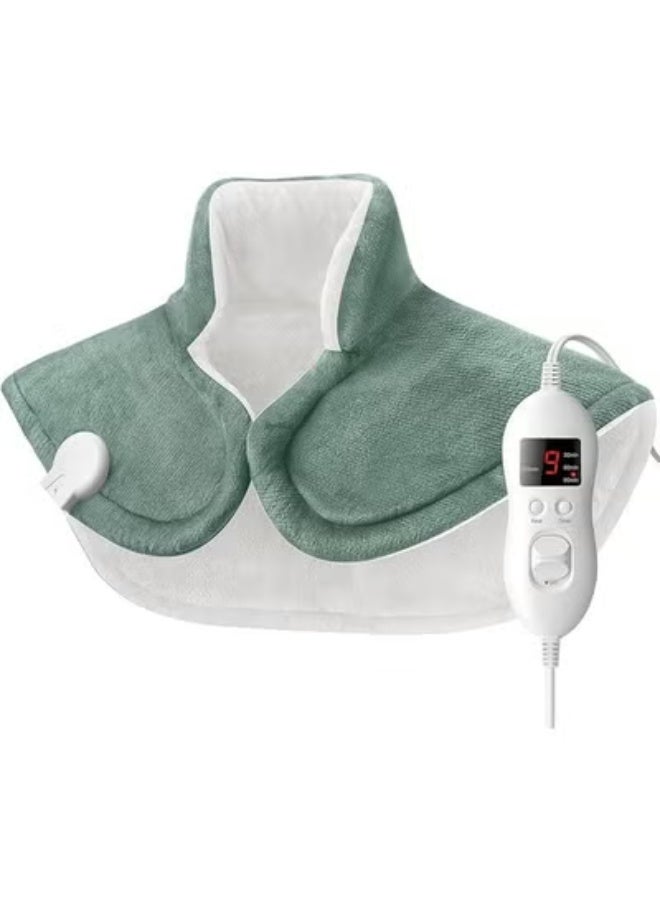 وسادة تدفئة كهربائية ثقيلة للرقبة والأكتاف والظهر - لفافة حرارية سريعة لتخفيف الآلام والتشنجات - تصميم مريح مع إعدادات حرارة قابلة للتعديل - أمان معتمد - أخضر - Image 1
