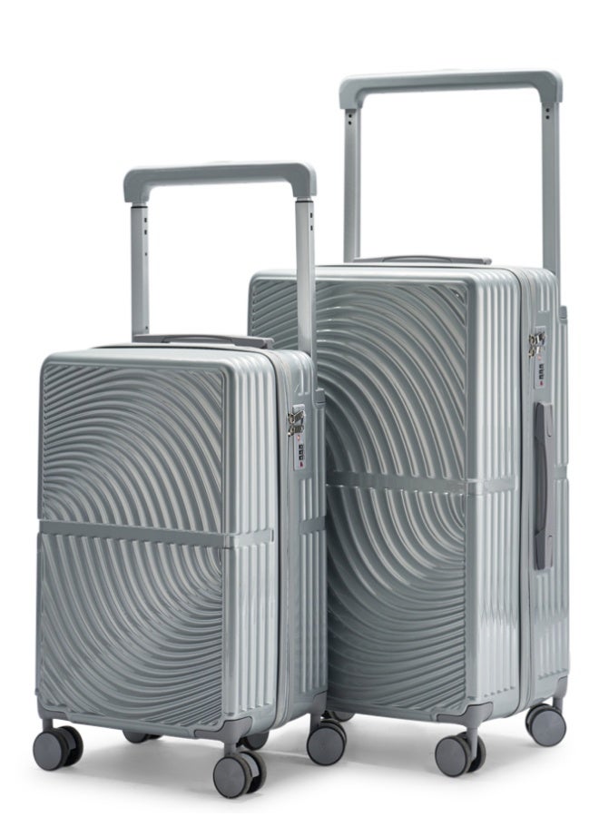 ليمرا طقم شنط سفر من ليمرا مصنوع من مادة البولي كربونات مكون من 2 حقيبة أمتعة مقاس 24"-20" بوصة لون فضي - Image 2