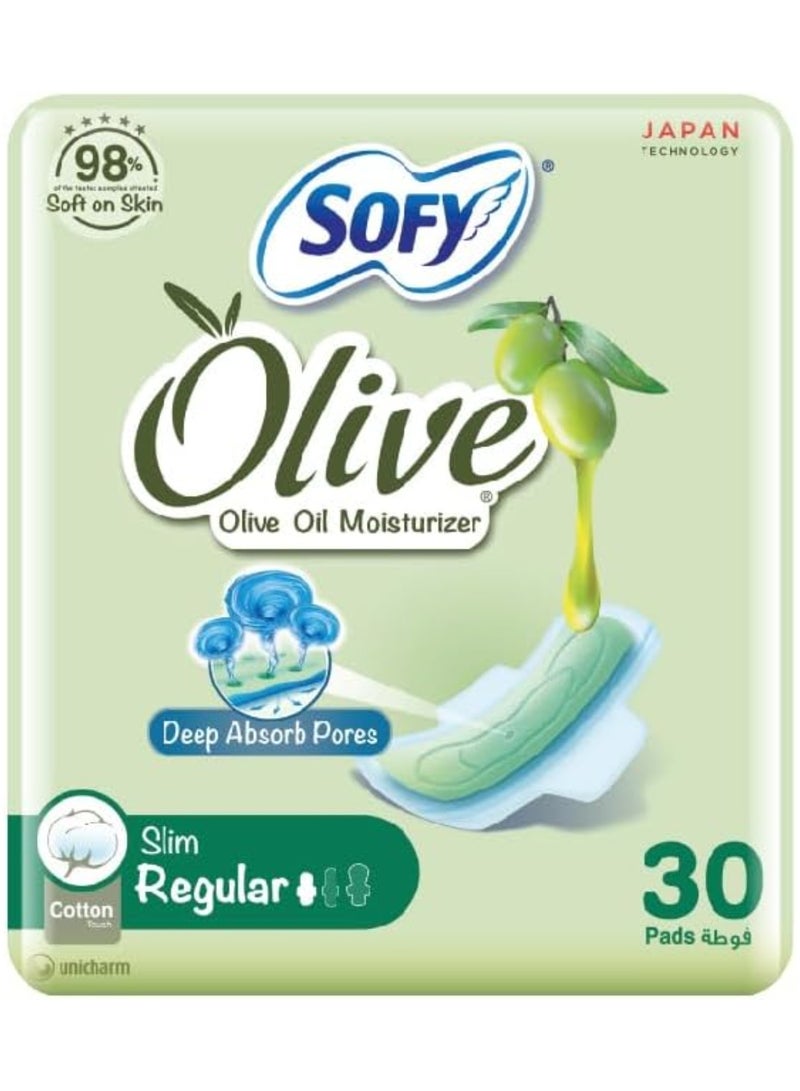 صوفي سوفي فوط صحية رفيعة بزيت الزيتون 30 فوطه - Image 1