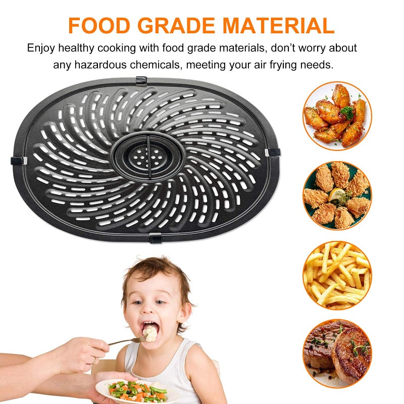 GXF Replacement Parts for PowerXL Vortex 7 QT Air Fryer, Oval 10.3''*9.5'' Food Grade Stainless Steel Air Fryer Accessories Grill Pan Grill Plate Crisper Plate Tray Rack with Rubber Bumpers - Image 5
