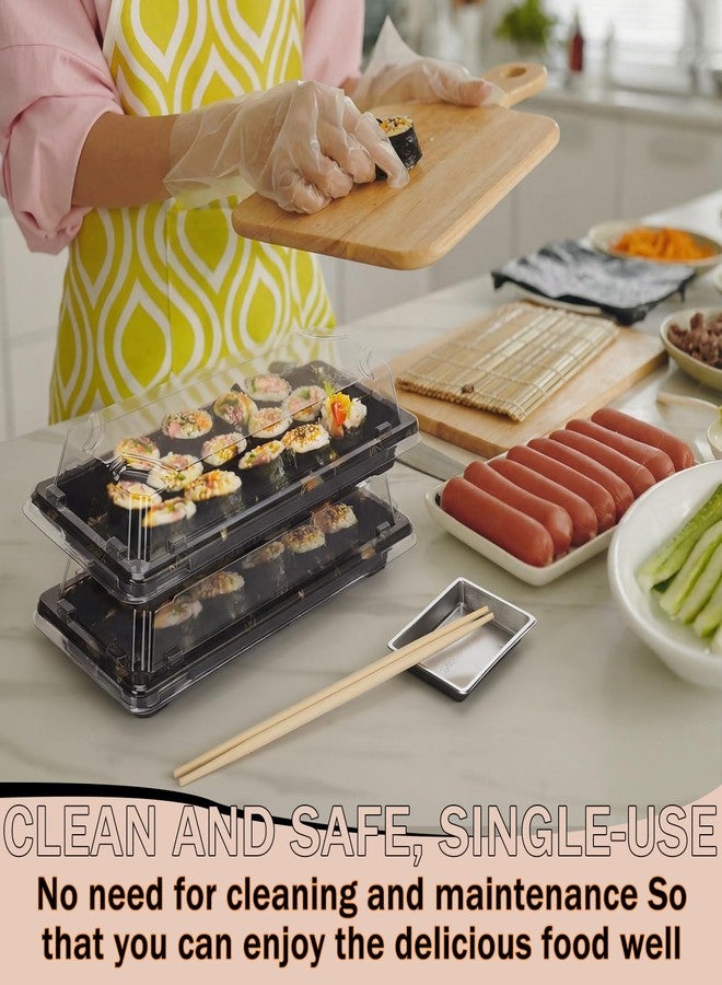 Yiyiring 100 Set Sushi Containers with Lids, 9.5" Bamboo Chopsticks & Soy Sauce Dishes, Disposable Takeout Trays, Charcuterie Boxes for Sandwich, Cookie or Muffin Food Display(8.5 x 3.5 x 1.7 Inch) - Image 5