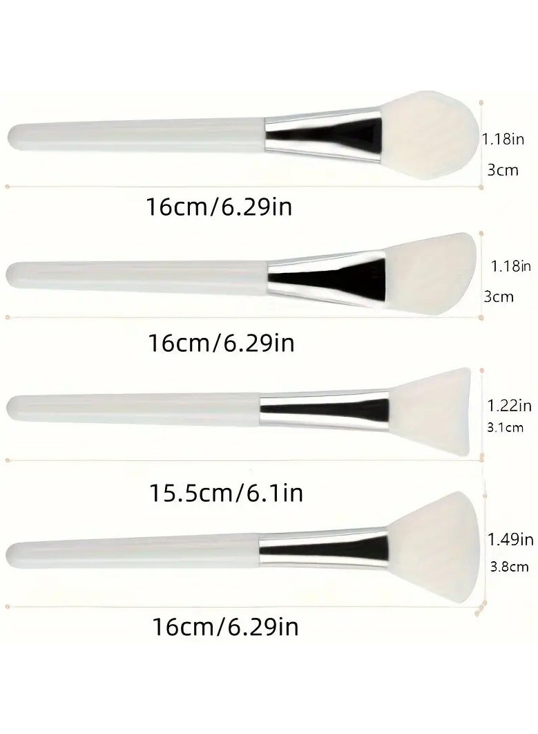 Rozino 4pcs Silicone Facial Mask Brush Set - DIY Scraper for Masks, Lotions & Makeup, Soft Touch, Easy to Clean, White - Image 2