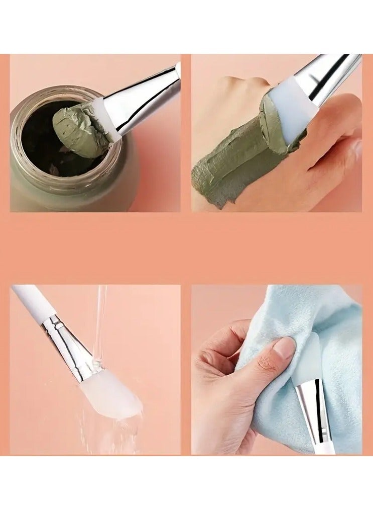 Rozino 4pcs Silicone Facial Mask Brush Set - DIY Scraper for Masks, Lotions & Makeup, Soft Touch, Easy to Clean, White - Image 5