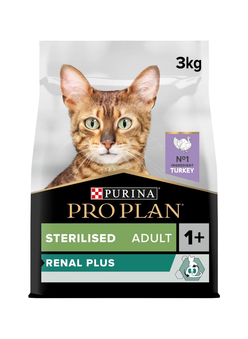 Purina Pro Plan Sterilised Adult Renal Plus Dry Cat Food With Turkey 3kg - Image 1