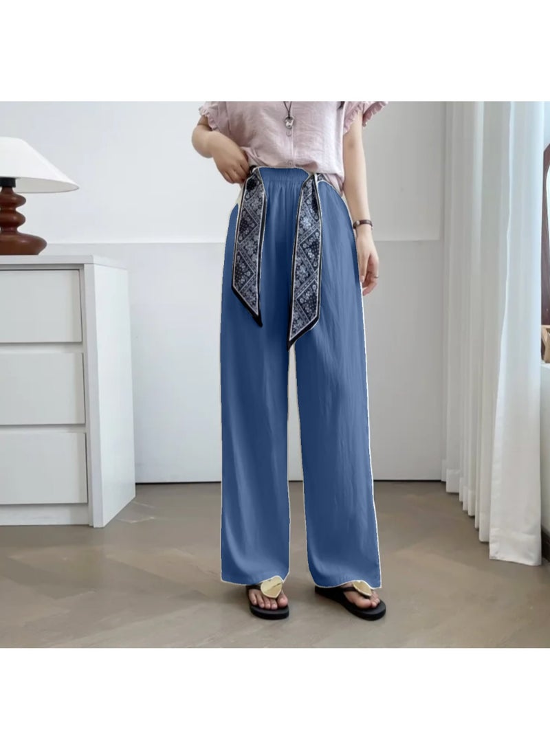 Silk Scarf Waist Belt Free Size Casual Trouser Pants for Women - Image 1