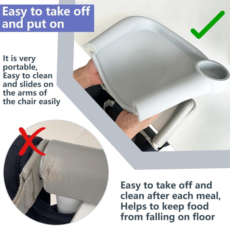 Failun Silicone Baby Dining Tray Compatible with Inglesina Fast Table Chair  Other HookOn High ChairsPortable ClipOn Fast Table Chair Baby Tray Dishwasher Safe  BPA Free Upgraded Gray - Image 3