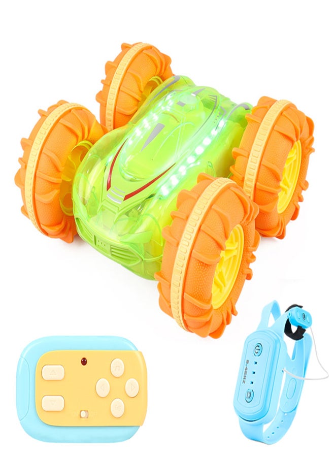 Remote Control Car, 2.4 GHz 4WD Amphibious Waterproof Stunt Car Gesture Sensing Remote Control Boat All Terrain Land Water Boat with Cool Lights Gifts for Kids Boys Girls - Image 1