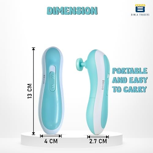 BTfash Baby Nail Trimmer with 6 Grinding Heads, Electric Nail File for Newborns, Infants & Toddlers, Gentle & Safe Nail Care Kit with Adjustable Speed & LED Light, Baby Manicure Set.(NT001_WHT_BLU) - Image 5