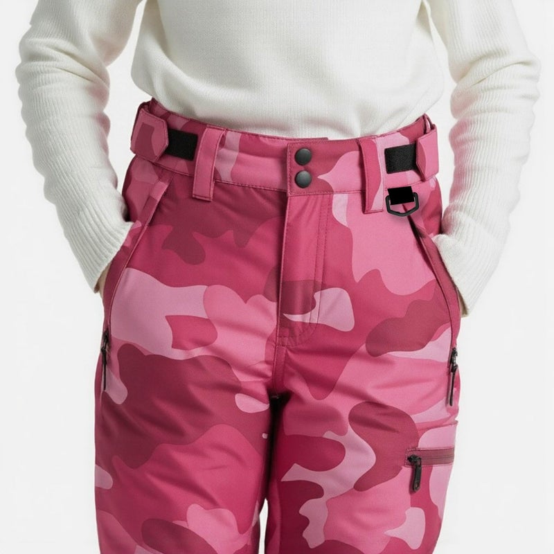 Arctic Quest Insulated Ski and Snow Pants for Boys and Girls, Water Resistant Trousers for Kids Pink Camo - Image 4