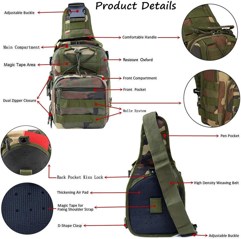 Blanco Tactical Shoulder Sling Bag Small Outdoor Chest Pack Backpack for Men Traveling, Trekking, Camping, Sling Backpack - Image 1