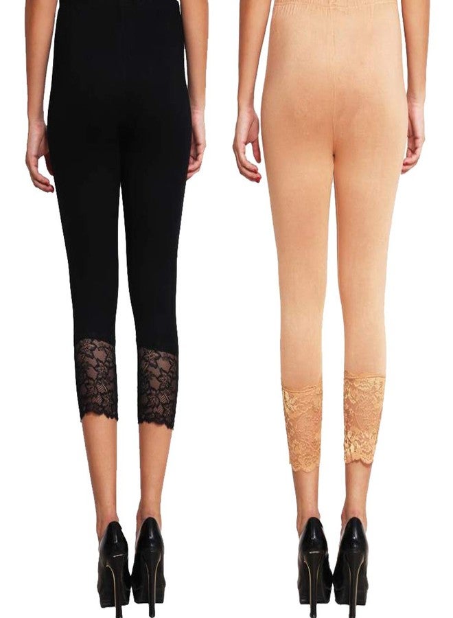 Orion Cotton Lycra Net Capri Black & Gold Color Free Size Combo - Image 2