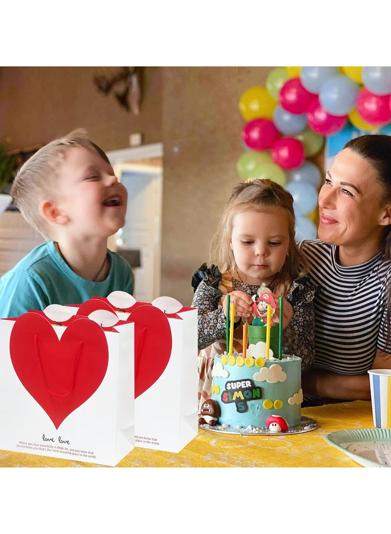 Gift Bags With Handles, 10-Piece White Heart Paper Gift Bags Set, Portable Paper Gift Bags for Birthday, Anniversary, Mother's Day, Wedding Party, 22 x 17 x 10 cm - Image 5