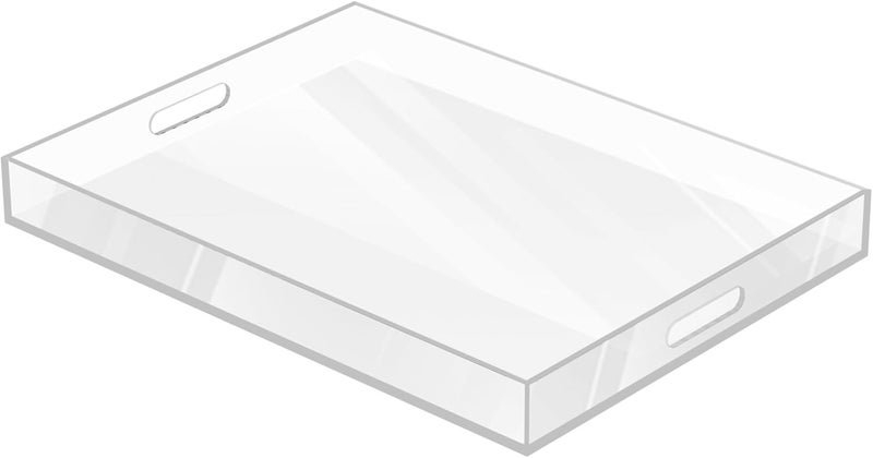SLASA Acrylic Serving Tray with Handles, Clear Rectangular Decorative Tray for Ottoman, Coffee Table, Kitchen, Living Room, Office – 45.7 x 35.6 x 5.1 cm - Image 1