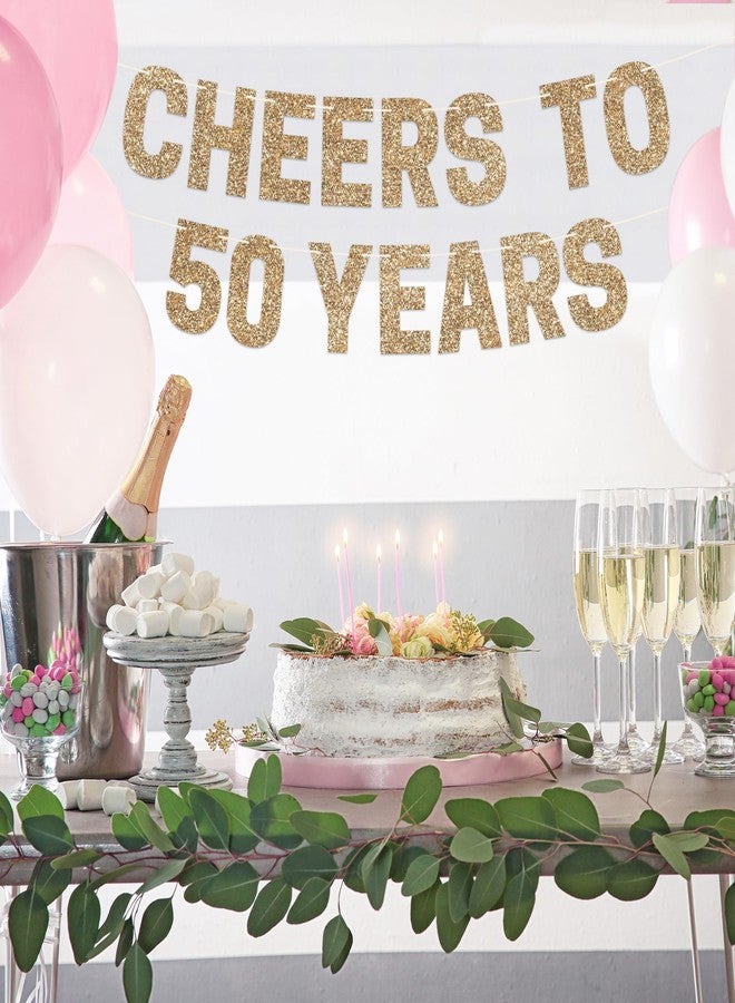 Perfect Occasion لافتة "تهانينا على مرور ٥٠ عامًا" جاهزة للتعليق - لا حاجة للتجميع - لافتة ذهبية لامعة لحفلة عيد الميلاد الخمسين - معلقة مسبقًا على خيوط بطول ٨ أقدام - زينة ذهبية لأعياد الميلاد والذكرى السنوية. هل ذكرنا أنها لا تحتاج إلى أي تجميع؟ - Image 3