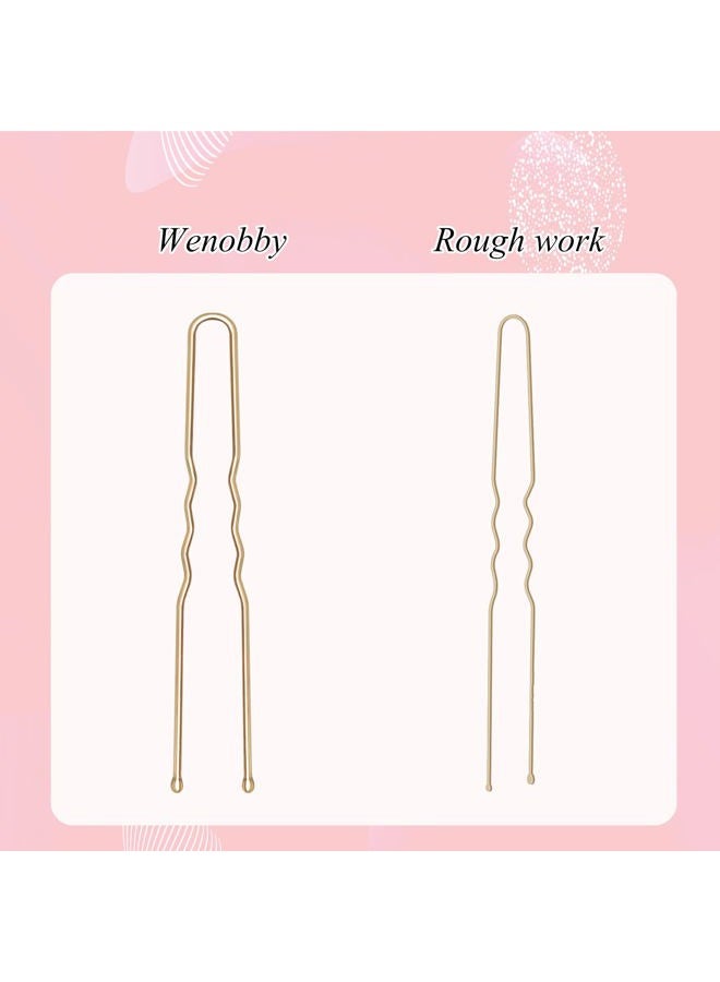 Wenobby U Shaped Gold Hair Pins for Buns, 100 PCS 2.8" Blonde Hair Pins for Women Hair Styling with Thick Hair - Image 5