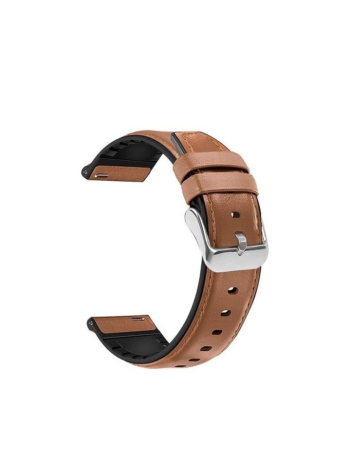 20mm Silicone Leather Replacement Strap Watchband For Samsung Galaxy Wear 4/5/5 Pro/(40/44mm) - Camel - Image 1