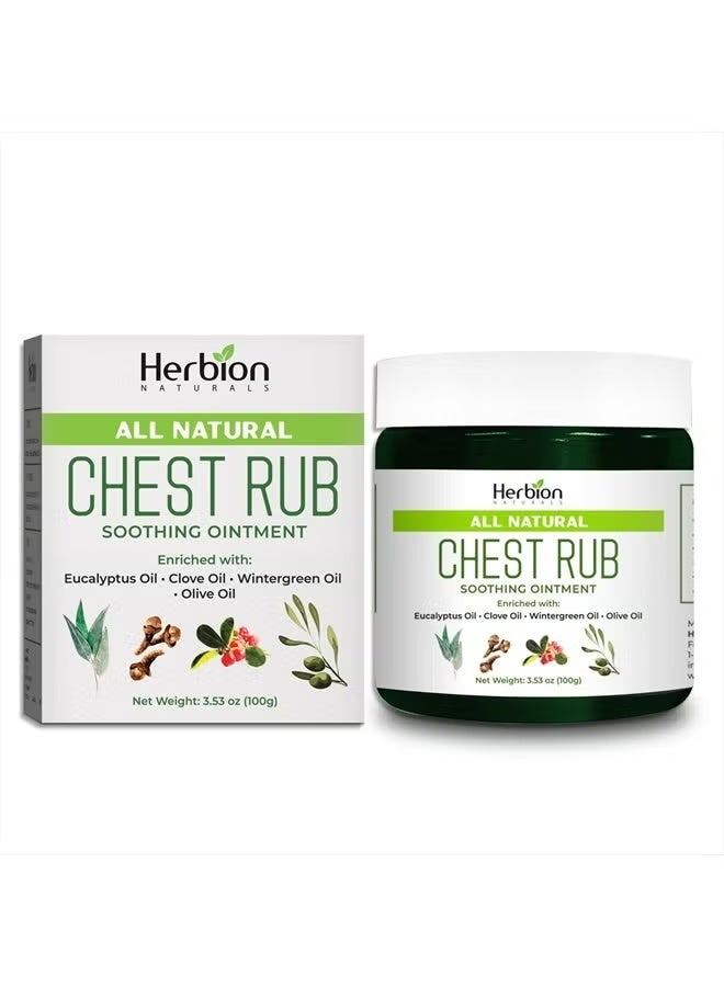 Herbion Naturals Chest Balm, 3.53 oz - Natural Soothing Balm with Calming Vapors for Adults and Children 2+ - Relieves Coughs, Colds, Nasal and Chest Congestion - Reduces Muscle and Joint Pain - Image 1