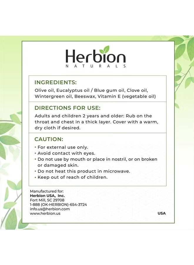Herbion Naturals Chest Balm, 3.53 oz - Natural Soothing Balm with Calming Vapors for Adults and Children 2+ - Relieves Coughs, Colds, Nasal and Chest Congestion - Reduces Muscle and Joint Pain - Image 2