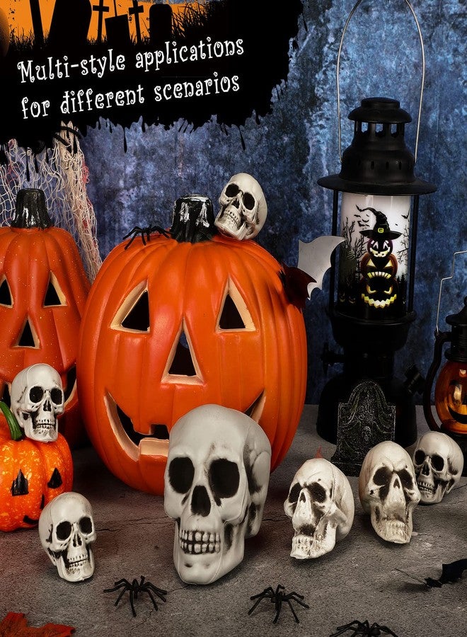 Aoriher 20 Pieces Halloween Skull Plastic Realistic Looking Skeleton Skull Human Skeleton Head Fake Decor Miniatures for Crafts Halloween Decorations for Home Table Bar Decor, 3 Sizes(Medium) - Image 3