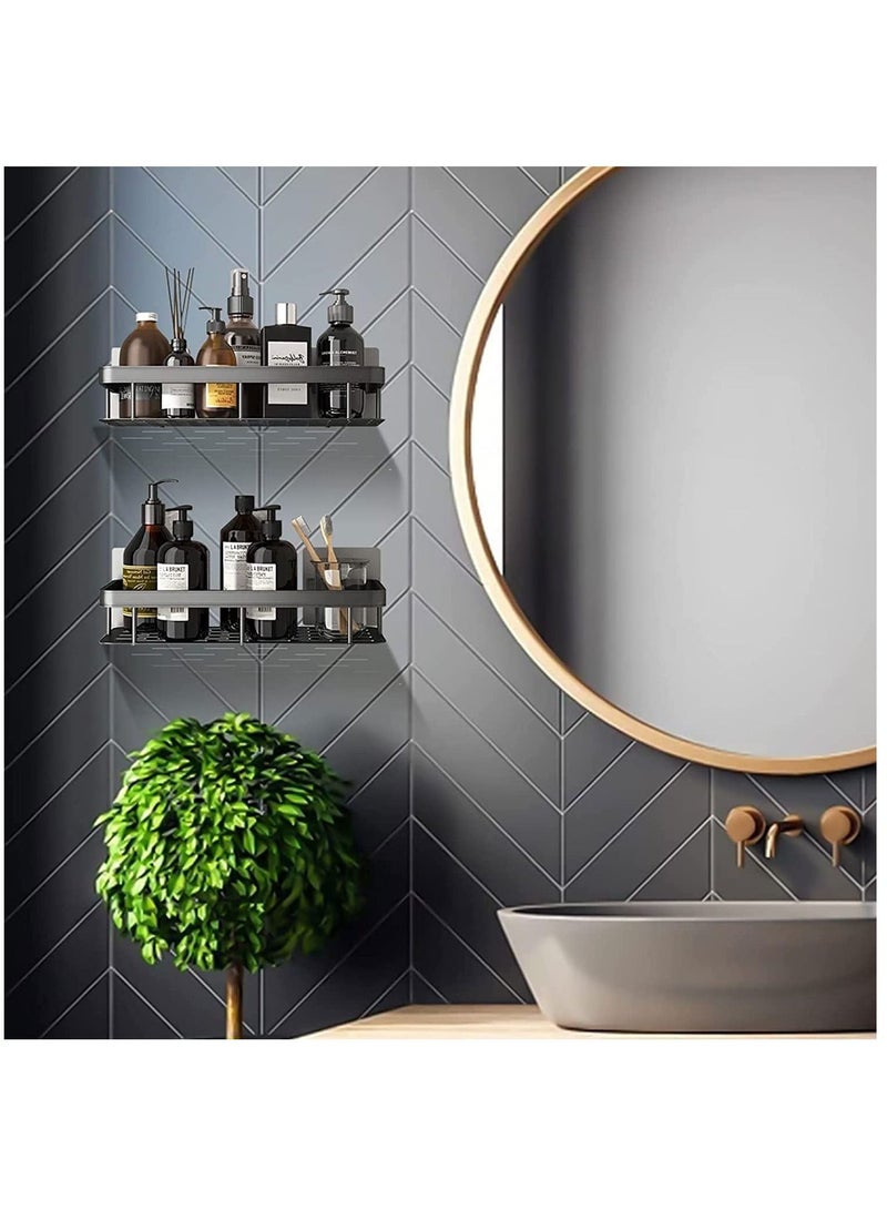 HOMESTAR 2 Packs Bathroom Shower Shelf,Bathroom Organizer Caddy Storage Shelf,Wall Shelf,No Drilling wall mounted Shelves Silver - Image 3