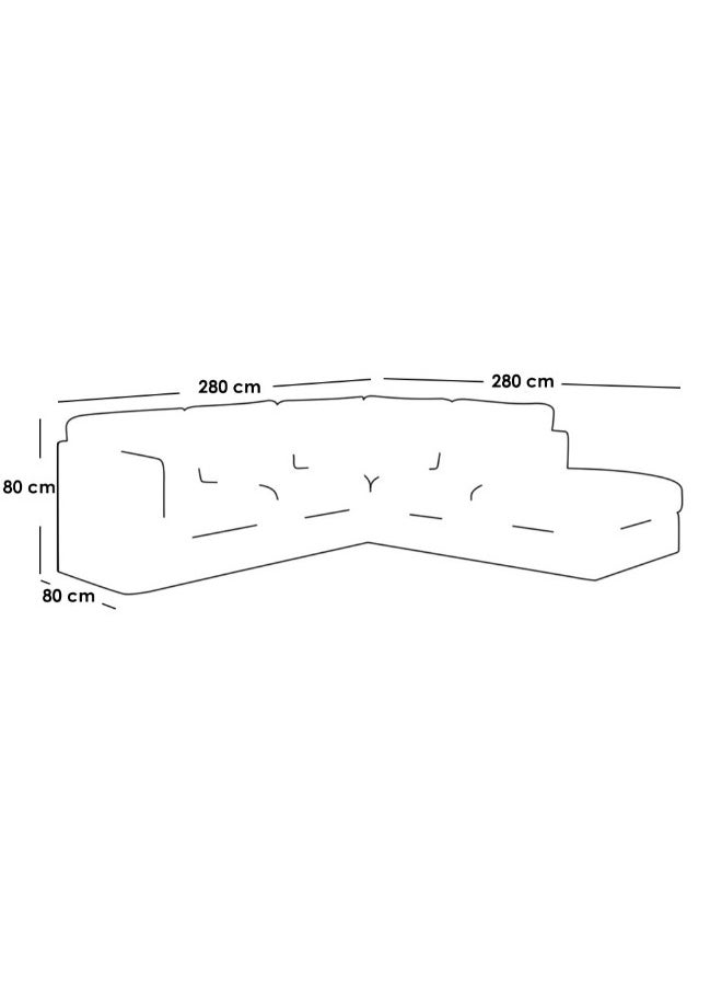 Al Home - 4 Seater L-shape Sofa Linen 280x80x280x80 Cm - Beige - Image 1