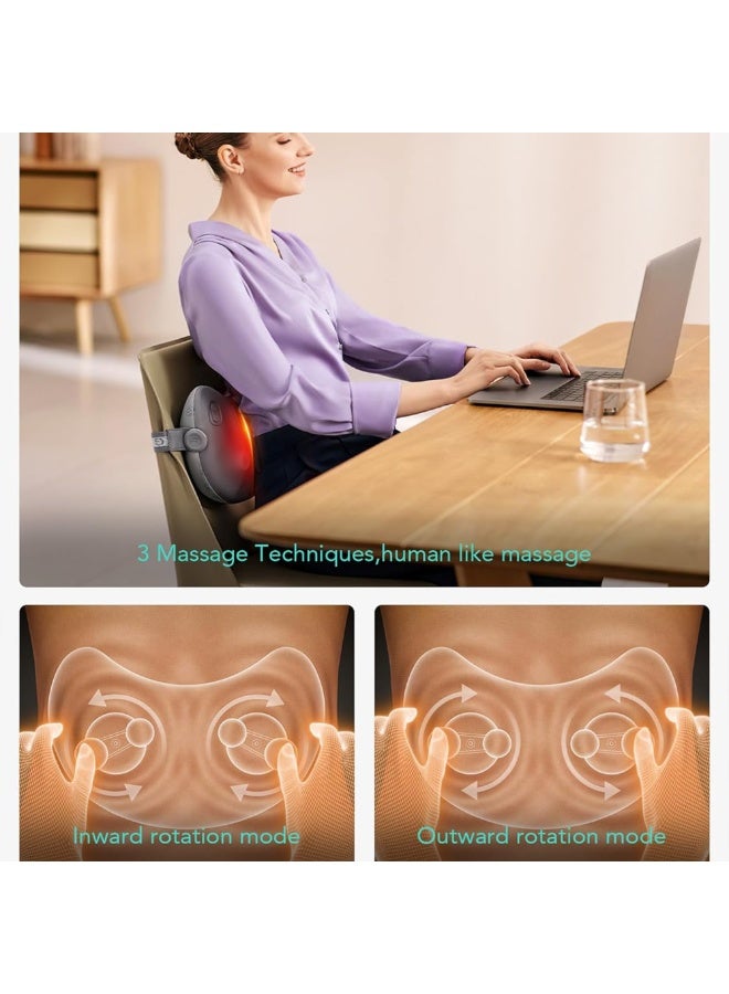 إس كيه جي جهاز تدليك الظهر T1-2 Pro Shiatsu لتخفيف الألم والأنسجة العميقة مع وسادة تدليك لاسلكية حرارية رباعية الأبعاد للجزء العلوي والسفلي من الظهر، هدايا للرجال والنساء، هدايا عيد الميلاد - Image 4