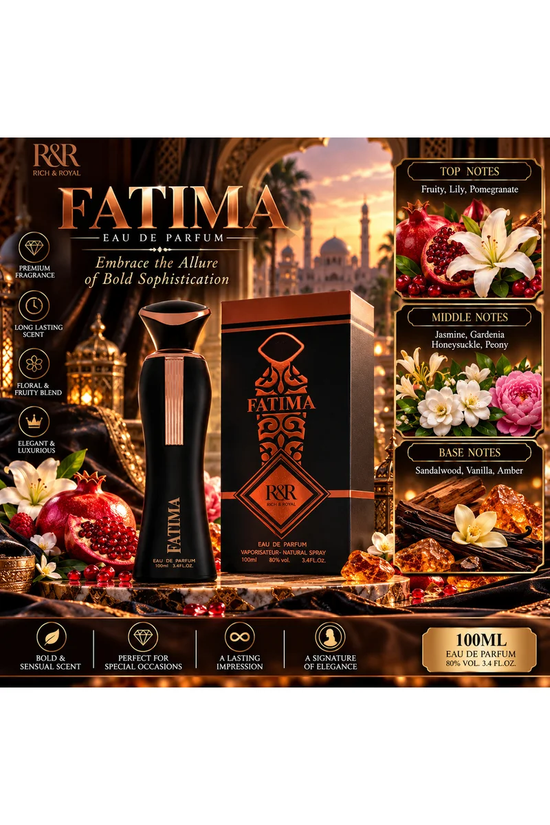 محبوب للعطور Fatima Black Eau de Parfum 100ml | Bold, Sensual & Floral Fragrance | Elegant Signature Scent