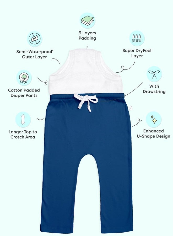 superbottoms Diaper Pants | Cotton Baby Cotton Pants with Attached Padded Underwear | Ideal for Diaper-Free Time, Outings & Potty Training | Unisex Solid Print | 3-4Y | Soft Fit Blue - Image 3