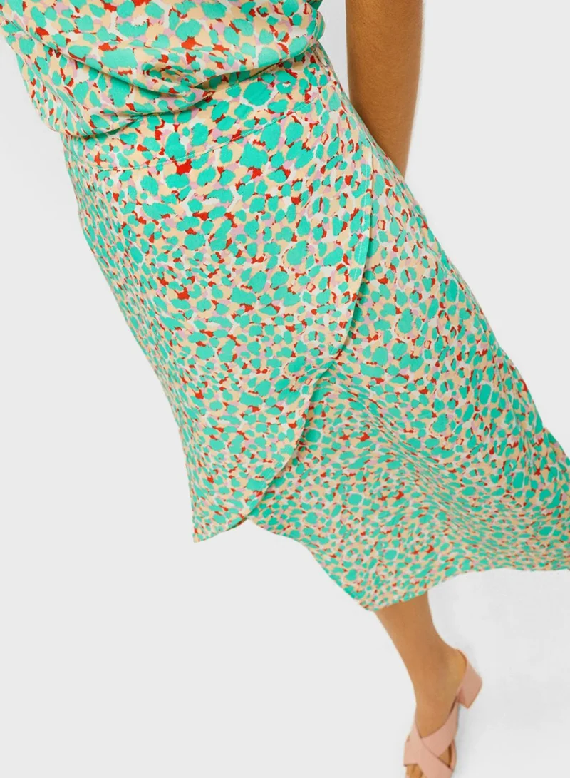 RINA Tropical Print Wrap Skirt