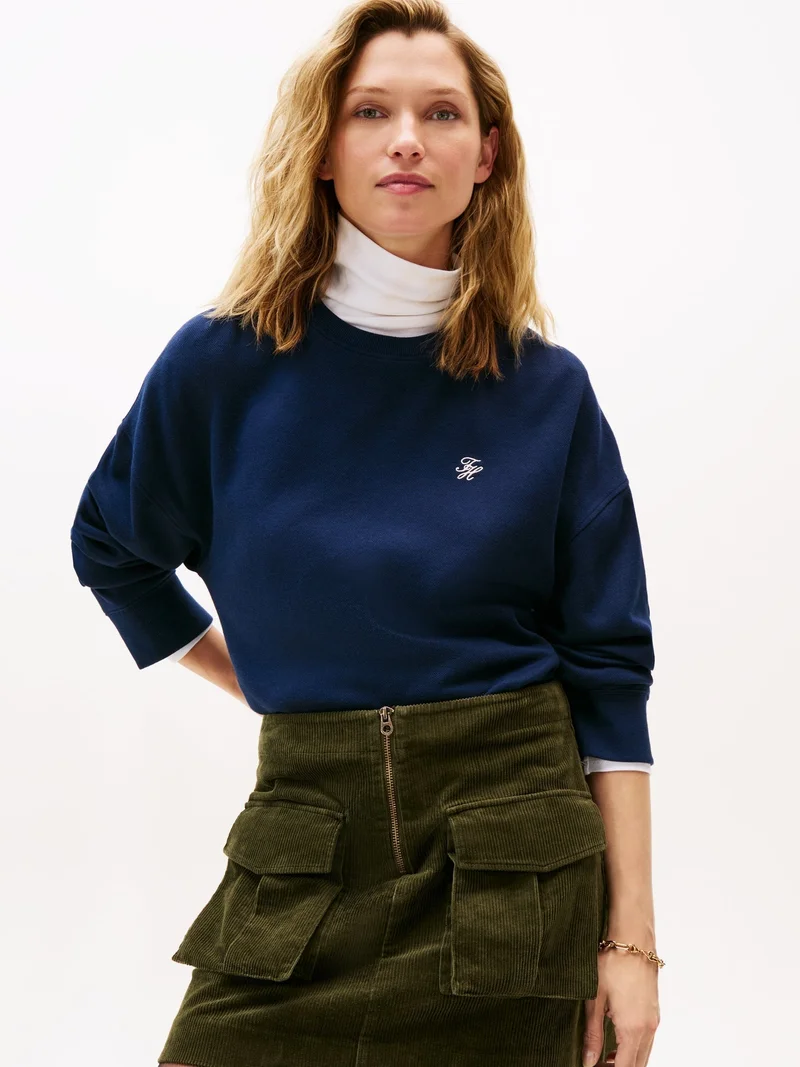 Tommy Hilfiger Dark Night Navy Piqué Sweatshirt for Women | Best Price UAE