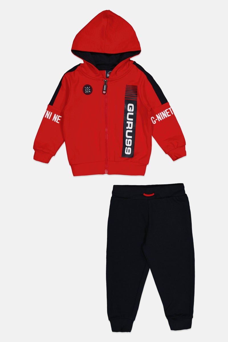 guru G99 By Guru Toddlers Boy 2 Pieces Brand Logo Hoodie With Bottom Set, Multicolor - Image 2
