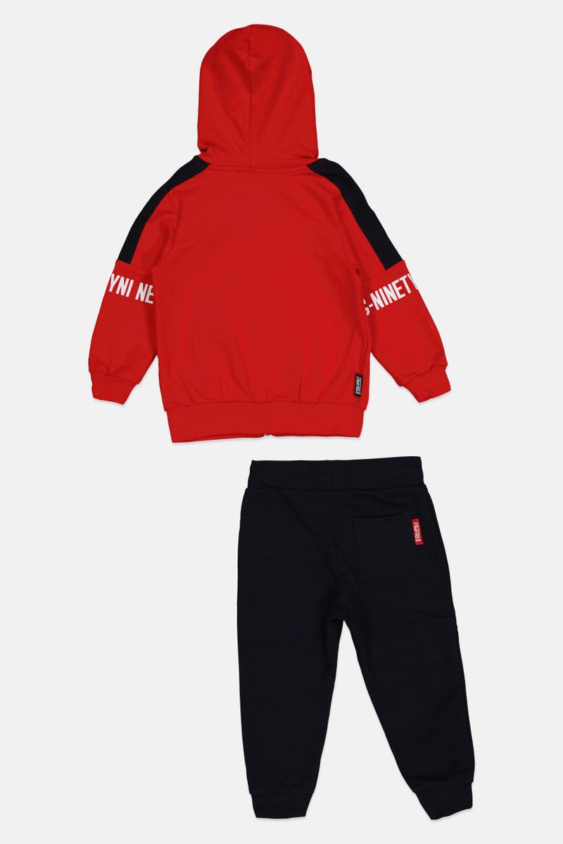 guru G99 By Guru Toddlers Boy 2 Pieces Brand Logo Hoodie With Bottom Set, Multicolor - Image 3